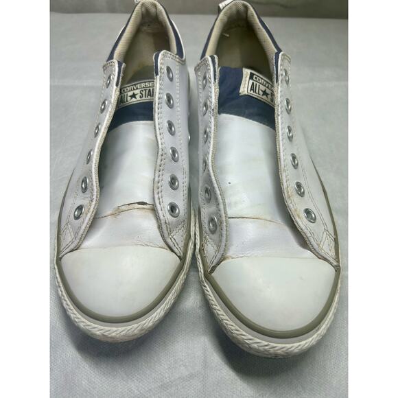 Converse All Star White Leather Low Top Junior Size 5 - Picture 8 of 11